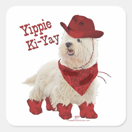 Cowboy in Laarzen Vierkante Sticker (Voorkant)