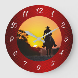 COWBOY IN SUNSET GROTE KLOK