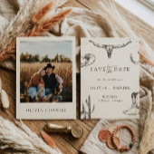 Cowboy in Western Desert Country foto save the dat Date