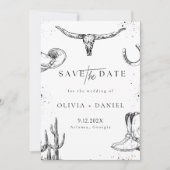 Cowboy in Western Desert Country foto save the dat Date (Voorkant)