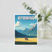 Cowboy in Wyoming Reizen Briefkaart (Staand voorkant)