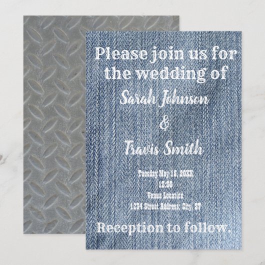 Cowboy industriële trouwuitnodiging kaart (Voorkant / Achterkant)