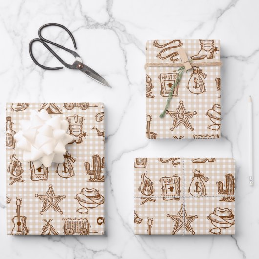 Cowboy Inpakpapier, Westers Rustiek Cadeaupapier (Voorkant)