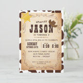 Cowboy Invitation for Birthday Party Sheriff West Kaart (Staand voorkant)