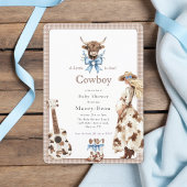 Cowboy is due Baby Shower Qr code invite Kaart