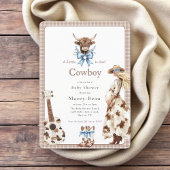 Cowboy is due Baby Shower Qr code invite Kaart