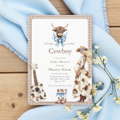 Cowboy is due Baby Shower Qr code invite Kaart