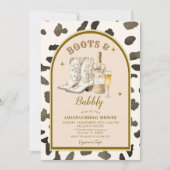 Cowboy Ivoren Laarzen & Bubbly Vrijgezellenfeest Kaart (Voorkant)