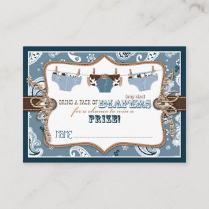Cowboy jeans en goedkope luier Raffle Ticket Informatiekaartje