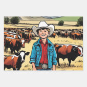 Cowboy Jong Jongen Verjaardag Rocky Mountains 3 Inpakpapier Vel (Voorkant 3)