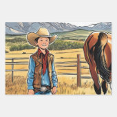 Cowboy Jong Jongen Verjaardag Rocky Mountains 3 Inpakpapier Vel (Voorkant 2)