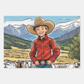 Cowboy Jong Jongen Verjaardag Rocky Mountains 3 Inpakpapier Vel (Voorkant)