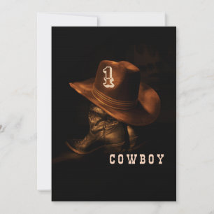 Cowboy Jongens Verjaardagsuitnodiging, Bewerkbaar Kaart