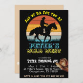 Cowboy Jongens Verjaardagsuitnodiging, Bewerkbaar  Kaart (Voorkant / Achterkant)