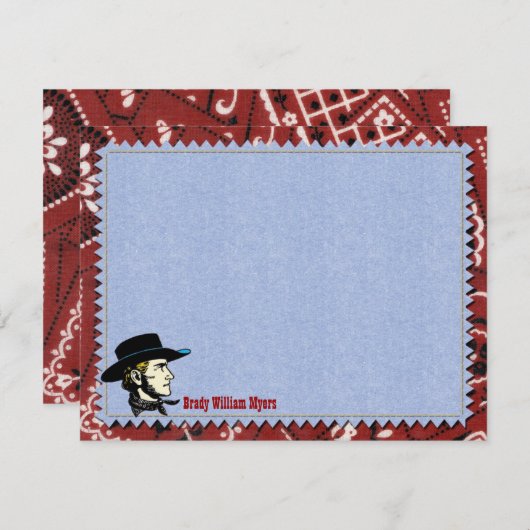 Cowboy-kaarten voor gepersonaliseerde platte notit kaart (Voorkant / Achterkant)