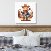 Cowboy Kat Canvas Afdruk (Insitu (Slaapkamer))