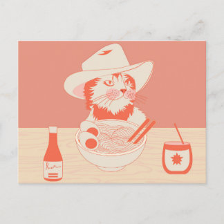 Cowboy Kat eet Ramen Briefkaart