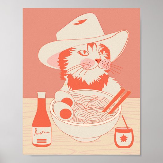 Cowboy Kat eet Ramen Poster (Voorkant)