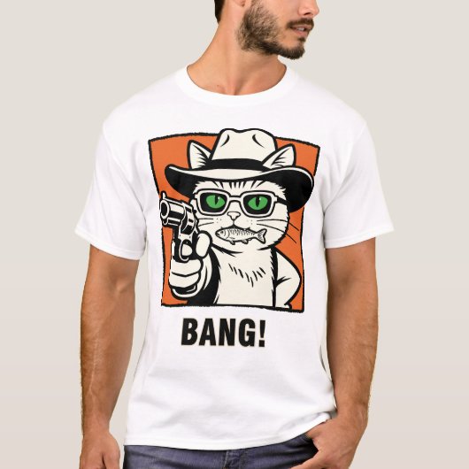 Cowboy Kat met Pistool T-Shirt (Voorkant)