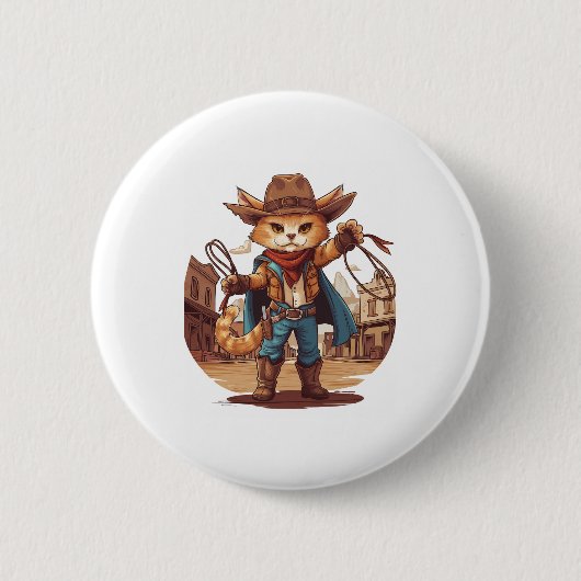 Cowboy Kat Ronde Button 5,7 Cm (Voorkant)