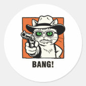 Cowboy Kat Ronde Sticker (Voorkant)