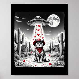 Cowboy Kat Ufo Meme Grappige Kat Ufos Valentijnsda Poster