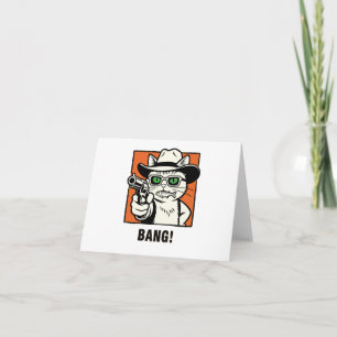 Cowboy Kat Verjaardagskaart - 'BANG' Wild West Hum Bedankkaart