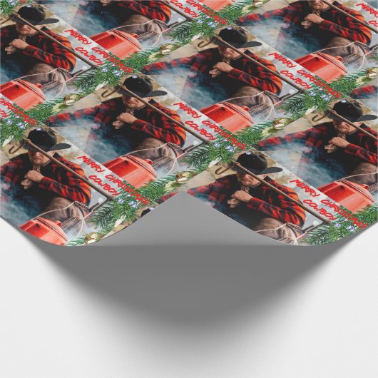 Cowboy kerst cadeaupapier (Hoek)