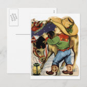 Cowboy kerst feestdagenkaart (Voorkant / Achterkant)