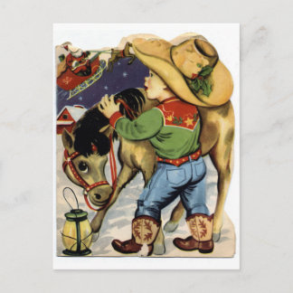 Cowboy kerst feestdagenkaart