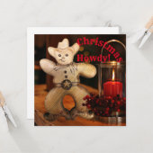 Cowboy-kerst Gingerbrood Man Holiday Kaart (Voorkant / Achterkant in situ)