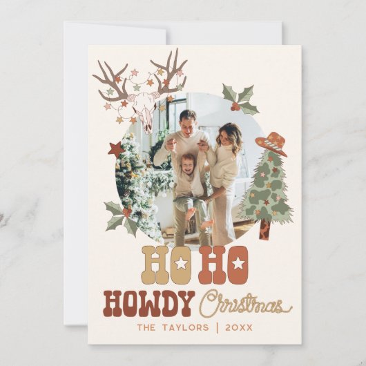 Cowboy Kerst Multi Foto Familie Kerst Kaart (Voorkant)