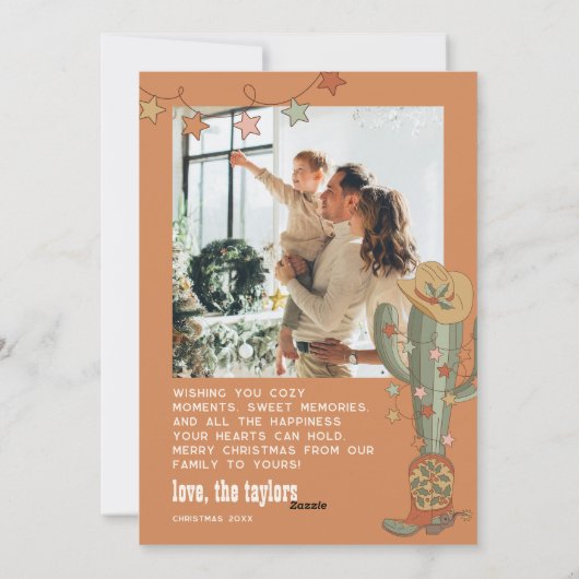 Cowboy Kerst Multi Foto Familie Kerst Kaart (Achterkant)