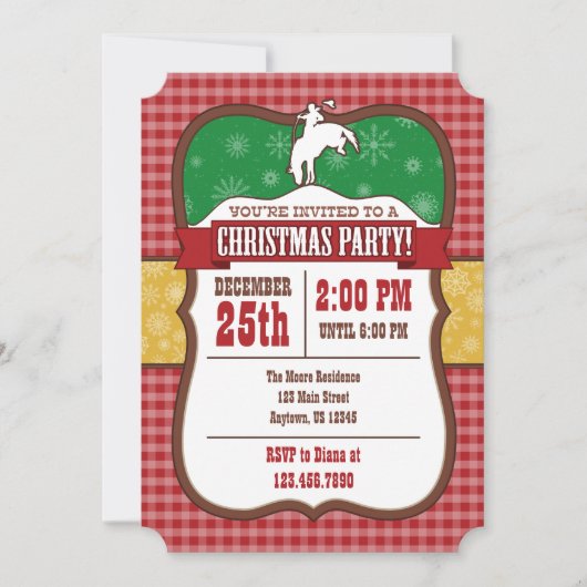 Cowboy Kerstfeest Uitnodiging (Voorkant)
