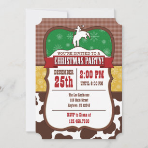 Cowboy Kerstfeest Uitnodiging