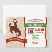 Cowboy Kerstfeest Uitnodiging (Voorkant / Achterkant)