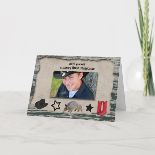 Cowboy Kerstfoto Kerst Kaart (Voorkant)