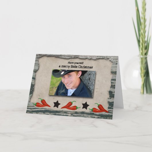 Cowboy Kerstfoto Kerst Kaart (Voorkant)