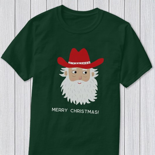 Cowboy Kerstman Aangepaste Tekst Kerstmis T-shirt