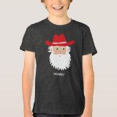 Cowboy Kerstman Aangepaste Tekst Kerstmis Tri-Blend Shirt (Voorkant)
