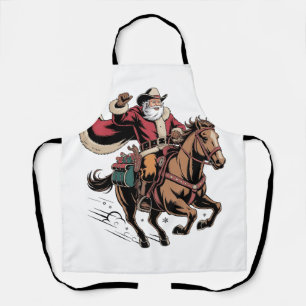 Cowboy Kerstman die op een paard rijdt Kerstmis  Schort