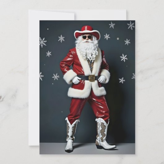 Cowboy Kerstman Feestdagenkaart (Voorkant)
