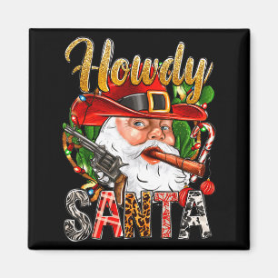 Cowboy Kerstman Howdy Kerstmis Western Country Magneet