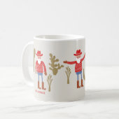 Cowboy Kerstman Kerst aangepaste tekst Koffiemok (Voorkant links)