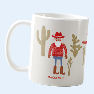 Cowboy Kerstman Kerst aangepaste tekst Koffiemok
