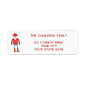 Cowboy Kerstman Kerst Retouradres Etiket (Voorkant)