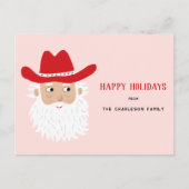 Cowboy Kerstman Kerst Roze Feestdagenkaart (Voorkant)