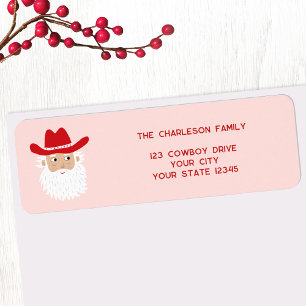 Cowboy Kerstman Kerst Roze Retouradres Etiket