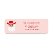 Cowboy Kerstman Kerst Roze Retouradres Etiket (Voorkant)