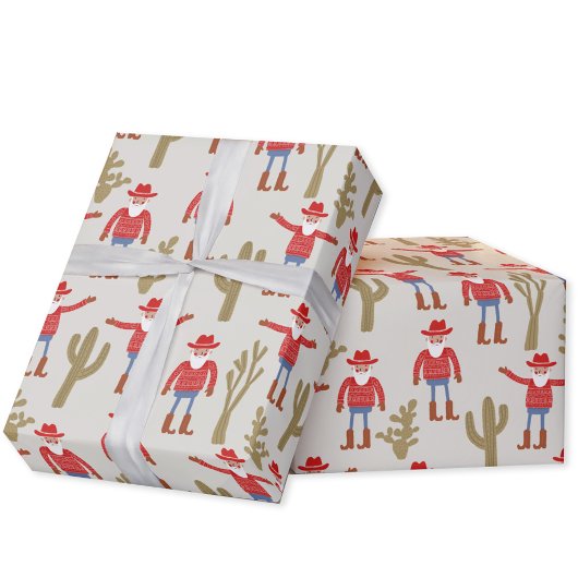 Cowboy Kerstman Kerstmis Cadeaupapier
